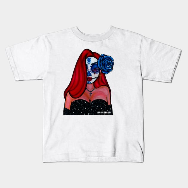 Jessica Rabbit Day of the Dead Kids T-Shirt by Zenpaistudios